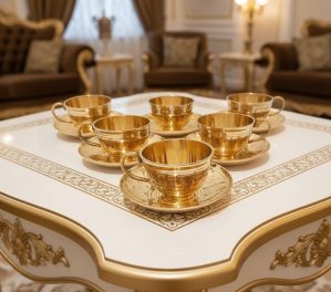 فنجان نلبکی تمام برنزی هندی‌قلم دست