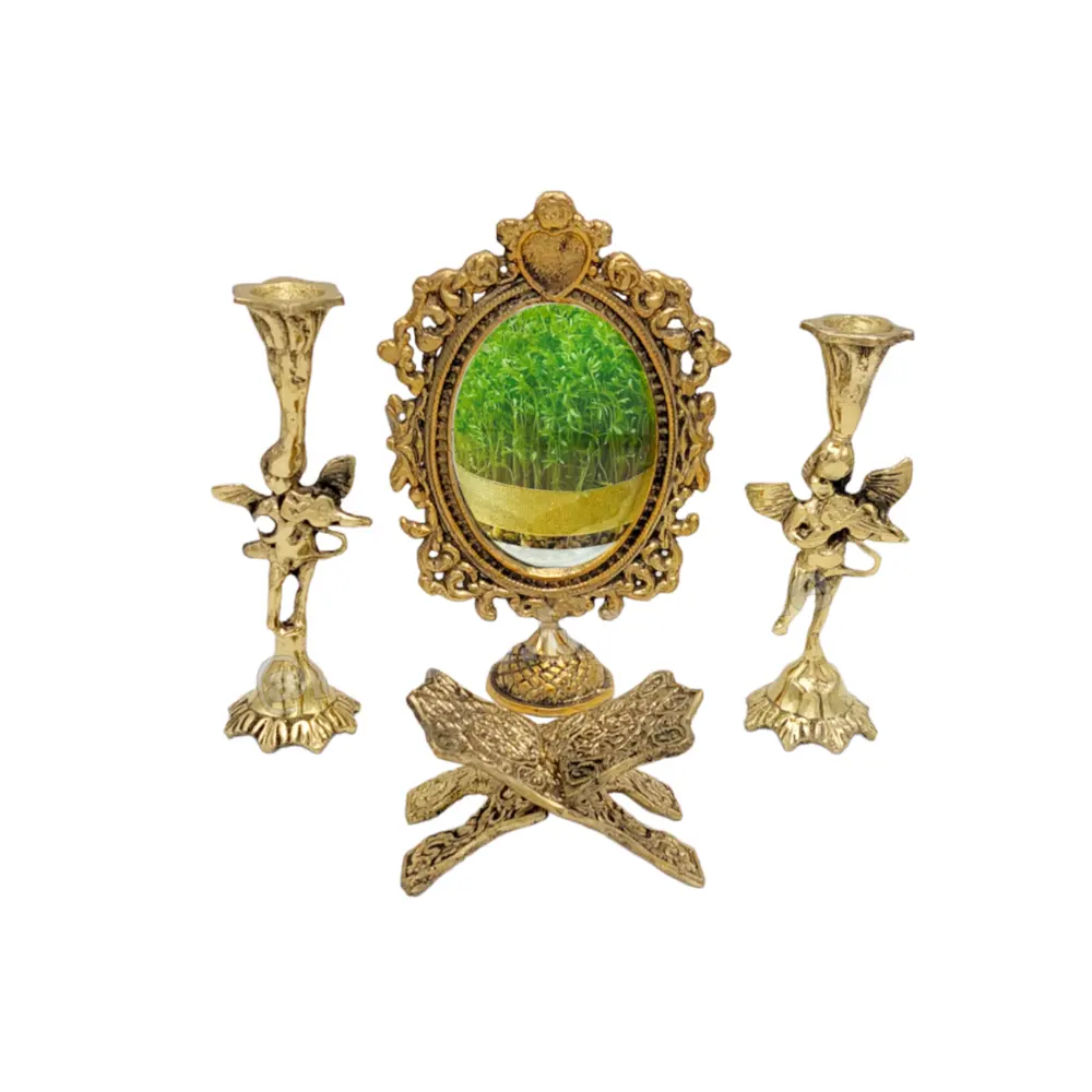 آینه-شمعدان-هفتسین-برنزی-طرح-قلبی1